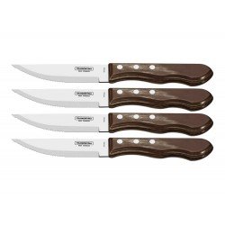 CONJUNTO FACAS CHUR JUMBO 4 PCS POLYWOOD CASTANHO LAMINAS DE ACO INOX E CABOS DE MADEIRA TRAMONTINA