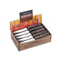DISPLAY 48 PEÇAS FACA CHURRASCO JUMBO 5 POLYWOOD CASTANHO LAMINA ACO INOX CABO DE MADEIRA TRAMONTINA