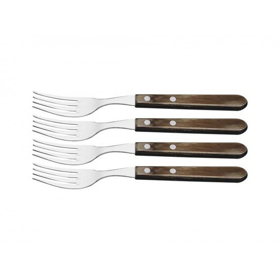 CONJUNTO DE GARFOS JUMBO 4 PEÇAS POLYWOOD CASTANHO LAMINAS DE ACO INOX E CABOS DE MADEIRA TRAMONTINA