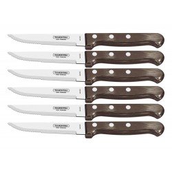 CONJUNTO FACAS CHUR JUMBO 6 PCS POLYWOOD CASTANHO LAMINAS DE ACO INOX E CABOS DE MADEIRA TRAMONTINA
