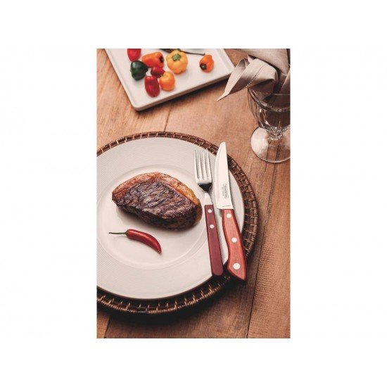 FACA CHURRASCO JUMBO INOX 5 POLYWOOD VERMELHO LAMINA DE ACO INOX E CABO DE MADEIRA TRAMONTINA