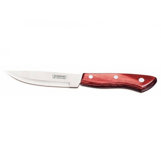 FACA PARA CHURRASCO JUMBO 5 POLYWOOD VERMELHO LAMINA DE ACO INOX E CABO DE MADEIRA TRAMONTINA
