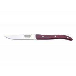 FACA CHURRASCO 4 FIO SERRILHADO POLYWOOD VERMELHO LAMINA DE ACO INOX E CABO DE MADEIRA TRAMONTINA