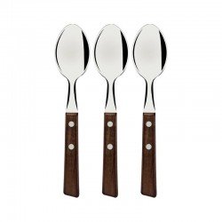 CONJUNTO DE COLHERES DE MESA TRAMONTINA TRADICIONAL COM LÂMINAS EM AÇO INOX E CABOS DE MADEIRA NATURAL 03 PEÇAS