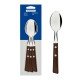 CONJUNTO DE COLHERES DE MESA TRAMONTINA TRADICIONAL COM LÂMINAS EM AÇO INOX E CABOS DE MADEIRA NATURAL 03 PEÇAS