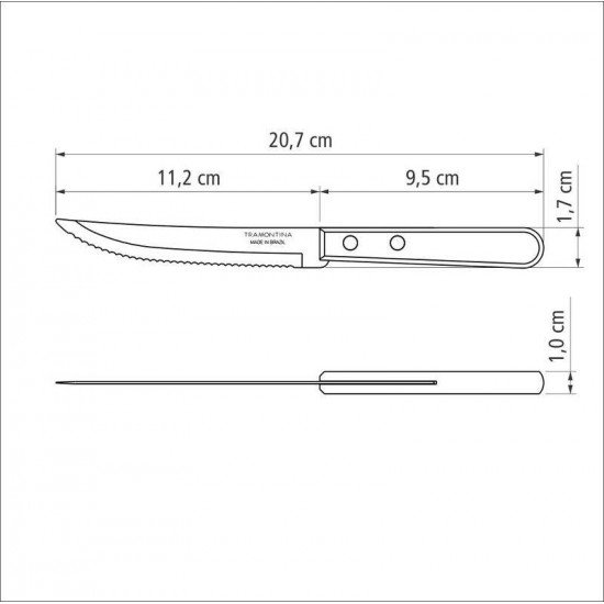 FACA PARA CHURRASCO E FRUTAS TRAMONTINA DYNAMIC COM LÂMINA EM AÇO INOX E CABO DE MADEIRA NATURAL 5