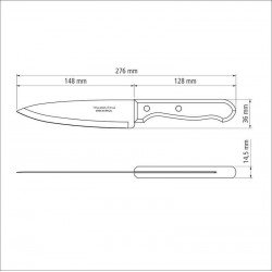 FACA CHEF TRAMONTINA DYNAMIC COM LÂMINA EM AÇO INOX E CABO DE MADEIRA NATURAL 6