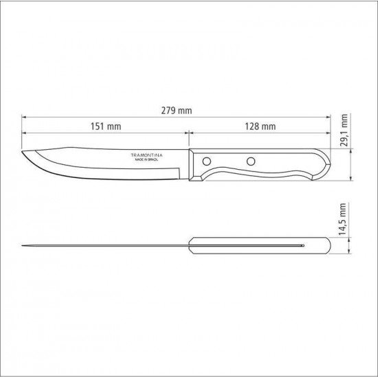 FACA PARA COZINHA TRAMONTINA DYNAMIC COM LÂMINA EM AÇO INOX E CABO EM MADEIRA NATURAL 6