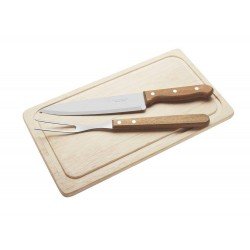 KIT PARA CHURRASCO 3 PEÇAS DYNAMIC SORTIDOS COM LAMINAS DE ACO INOX E CABOS DE MADEIRA TRAMONTINA