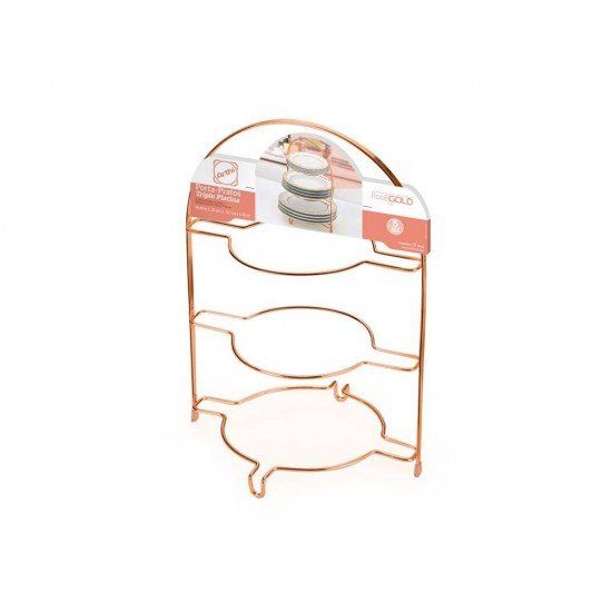 PORTA PRATOS TRIPLO PIATINA ROSE GOLD ARTHI