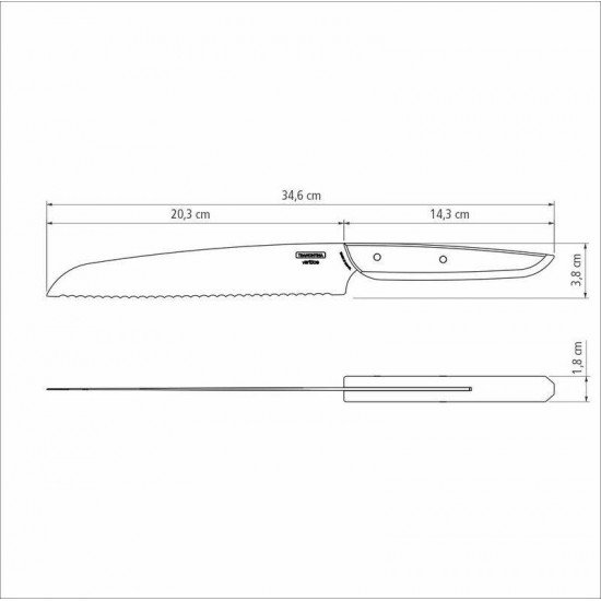 FACA PARA PÃO TRAMONTINA VERTTICE COM LÂMINA EM AÇO INOX E CABO DE MADEIRA NATURAL 8