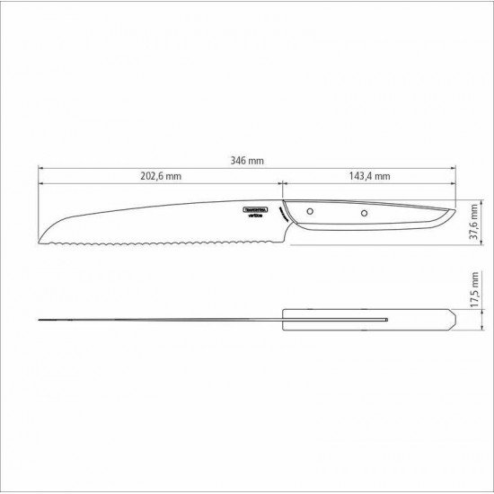 FACA PARA PÃO TRAMONTINA VERTTICE COM LÂMINA EM AÇO INOX E CABO DE MADEIRA NATURAL 8