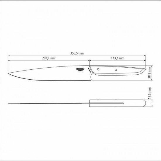 FACA UTILITY TRAMONTINA VERTTICE COM LÂMINA EM AÇO INOX E CABO DE MADEIRA NATURAL 8