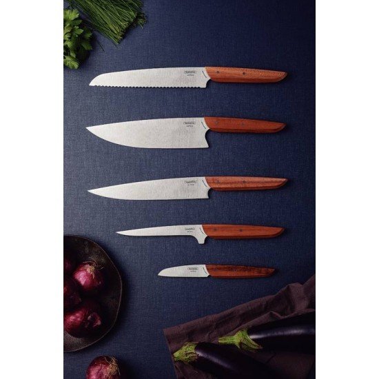 FACA UTILITY TRAMONTINA VERTTICE COM LÂMINA EM AÇO INOX E CABO DE MADEIRA NATURAL 8