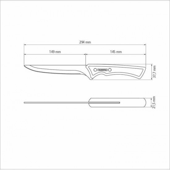 FACA PARA DESOSSAR TRAMONTINA CHURRASCO BLACK COM LÂMINA EM AÇO INOX ESCURECIDO E CABO DE MADEIRA 6