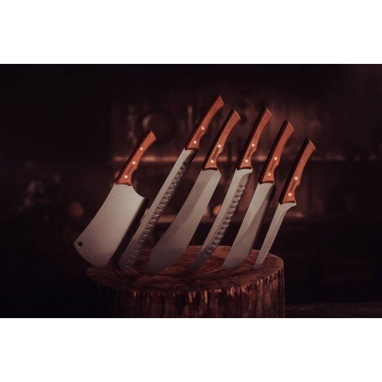 CUTELO TRAMONTINA CHURRASCO BLACK COM LÂMINA DE AÇO INOX ESCURECIDO E CABO DE MADEIRA 7