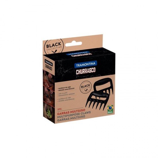 CONJUNTO DE GARRAS PARA CHURRASCO TRAMONTINA EM ABS PRETO 02 PEÇAS