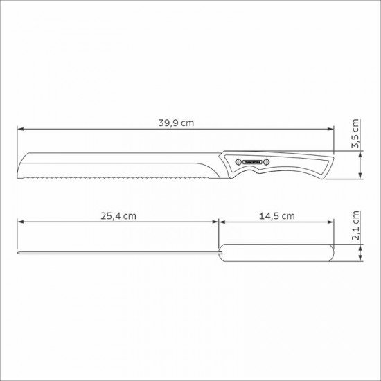 FACA SERRILHADA TRAMONTINA CHURRASCO COM LÂMINA EM AÇO INOX ESCURECIDO E CABO DE MADEIRA 10