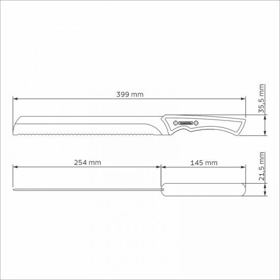 FACA SERRILHADA TRAMONTINA CHURRASCO COM LÂMINA EM AÇO INOX ESCURECIDO E CABO DE MADEIRA 10