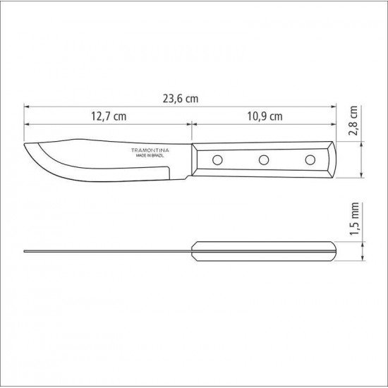 FACA PARA COZINHA TRAMONTINA DYNAMIC COM LÂMINA EM AÇO INOX E CABO DE MADEIRA NATURAL 5