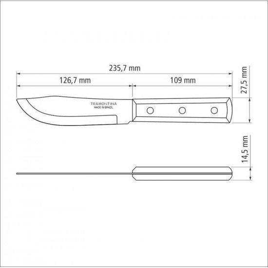 FACA PARA COZINHA TRAMONTINA DYNAMIC COM LÂMINA EM AÇO INOX E CABO DE MADEIRA NATURAL 5