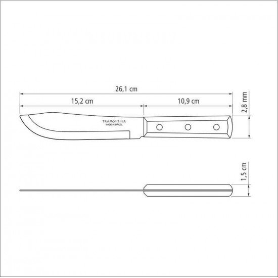 FACA PARA COZINHA TRAMONTINA DYNAMIC COM LÂMINA EM AÇO INOX E CABO DE MADEIRA NATURAL 6