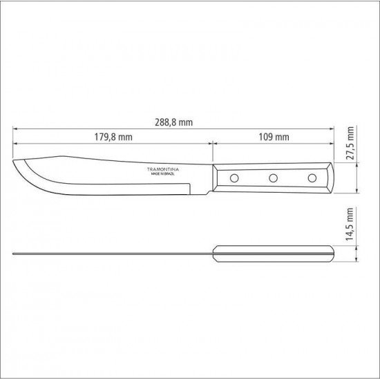 FACA PARA COZINHA TRAMONTINA DYNAMIC COM LÂMINA EM AÇO INOX E CABO DE MADEIRA NATURAL 7