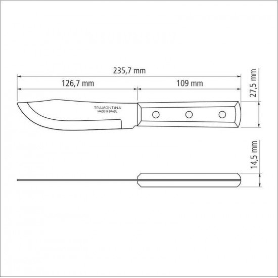 FACA PARA COZINHA TRAMONTINA DYNAMIC COM LÂMINA DE AÇO INOX E CABO DE MADEIRA NATURAL 5