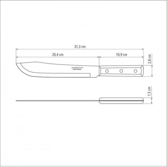 FACA PARA COZINHA TRAMONTINA DYNAMIC COM LÂMINA DE AÇO INOX E CABO DE MADEIRA NATURAL 8