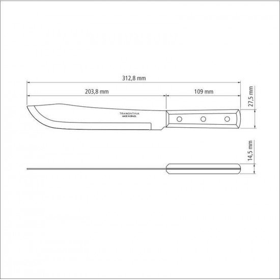 FACA PARA COZINHA TRAMONTINA DYNAMIC COM LÂMINA DE AÇO INOX E CABO DE MADEIRA NATURAL 8