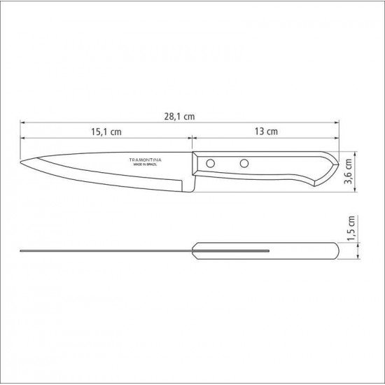 FACA PEIXEIRA E COZINHA TRAMONTINA DYNAMIC COM LÂMINA EM AÇO INOX E CABO DE MADEIRA NATURAL 6