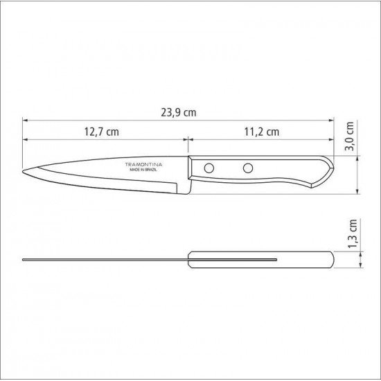 FACA PEIXEIRA E COZINHA TRAMONTINA DYNAMIC COM LÂMINA DE AÇO INOX E CABO DE MADEIRA NATURAL 5