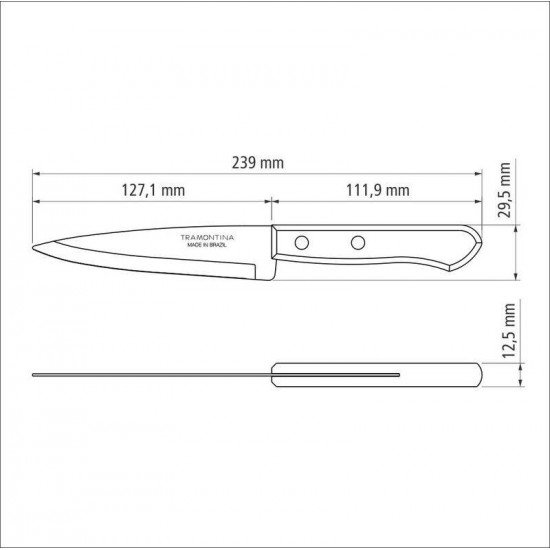 FACA PEIXEIRA E COZINHA TRAMONTINA DYNAMIC COM LÂMINA DE AÇO INOX E CABO DE MADEIRA NATURAL 5