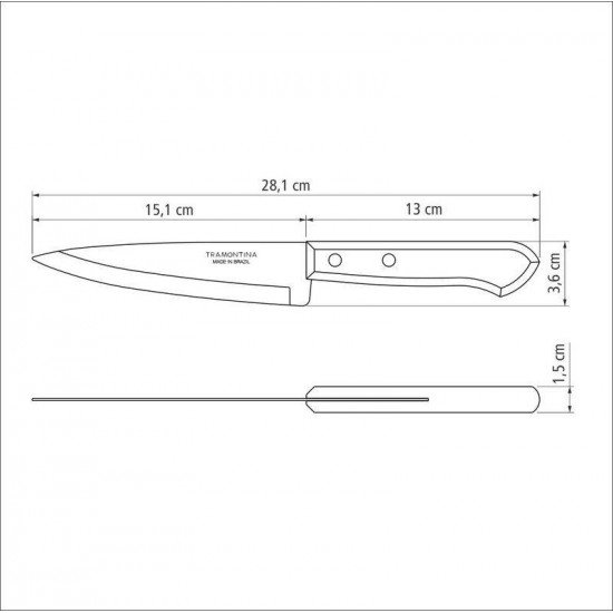 FACA PEIXEIRA E COZINHA TRAMONTINA DYNAMIC COM LÂMINA DE AÇO INOX E CABO DE MADEIRA NATURAL 6