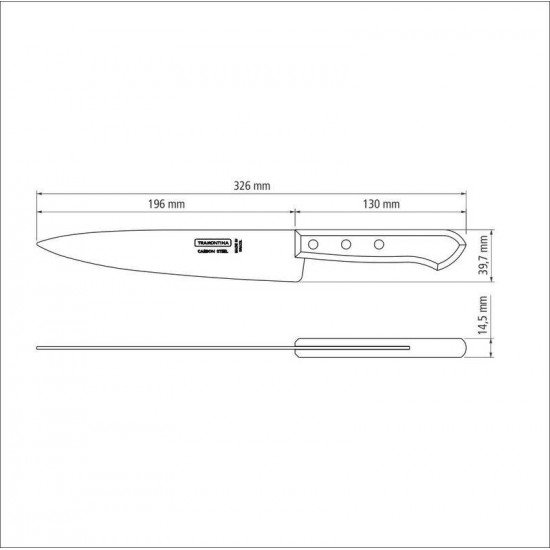 FACA PEIXEIRA E COZINHA TRAMONTINA COM LÂMINA EM AÇO CARBONO E CABO DE MADEIRA 8