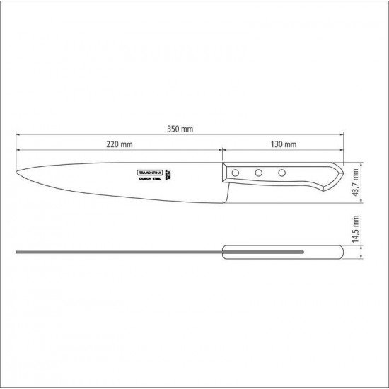 FACA PEIXEIRA E COZINHA TRAMONTINA COM LÂMINA EM AÇO CARBONO E CABO DE MADEIRA 9