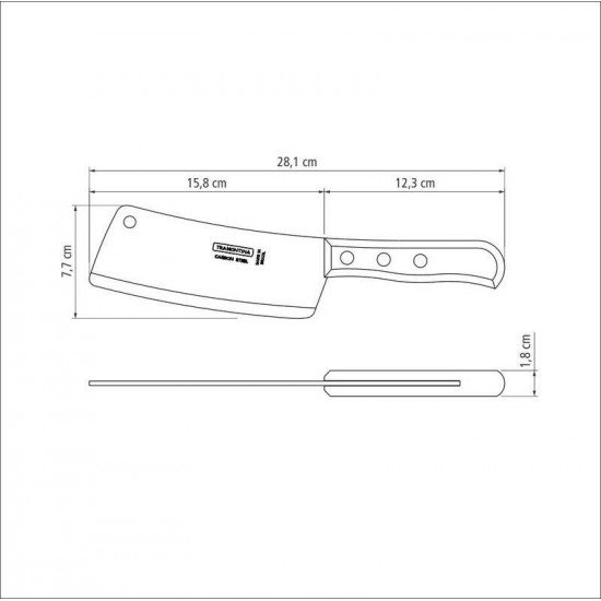 CUTELO TRAMONTINA COM LÂMINA EM AÇO CARBONO E CABO DE MADEIRA 6