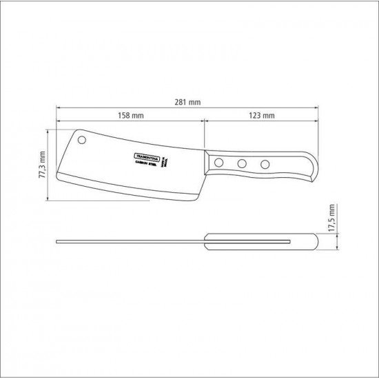 CUTELO TRAMONTINA COM LÂMINA EM AÇO CARBONO E CABO DE MADEIRA 6