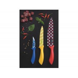 JOGO DE FACAS 3 PEÇAS COLORCUT MISTO SORTIDOS COM LAMINAS ACO INOX E CABOS POLIPROPILENO TRAMONTINA