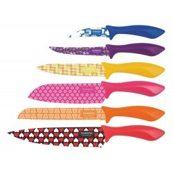 JOGO FACAS 6 PCS COLORCUT MISTO SORTIDOS COM LAMINAS DE ACO INOX E CABOS DE POLIPROPILENO TRAMONTINA