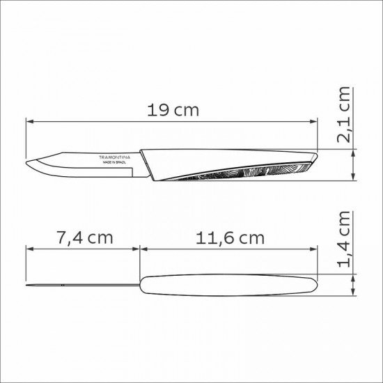 FACA DE LEGUMES E FRUTAS TRAMONTINA LYF COM LÂMINA EM AÇO INOX E CABO DE POLIPROPILENO PCR VERDE NATUREZA 3