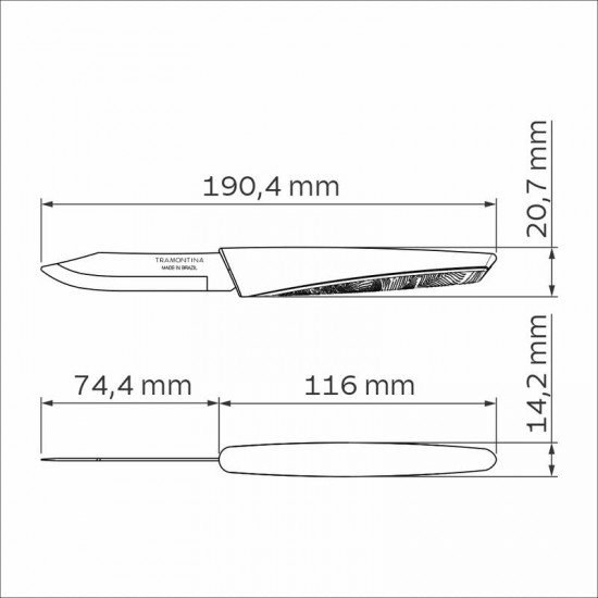 FACA DE LEGUMES E FRUTAS TRAMONTINA LYF COM LÂMINA EM AÇO INOX E CABO DE POLIPROPILENO PCR VERDE NATUREZA 3