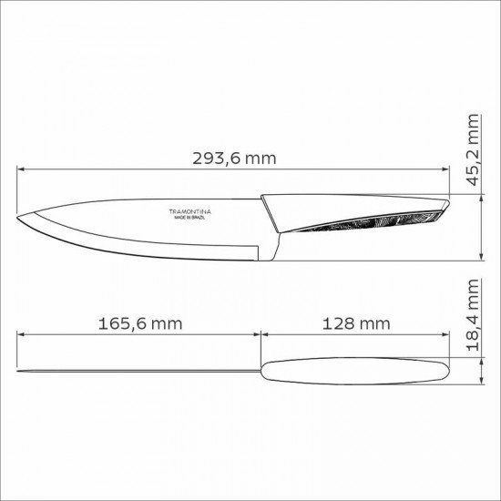 FACA CHEF TRAMONTINA LYF COM LÂMINA EM AÇO INOX E CABO DE POLIPROPILENO PCR VERDE NATUREZA 7