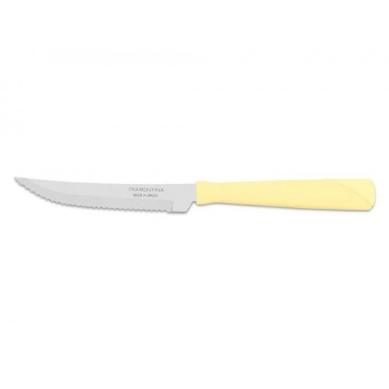 FACA PARA CHURRASCO 4 NEW KOLOR CREME LAMINA DE ACO INOX E CABO DE POLIPROPILENO TRAMONTINA