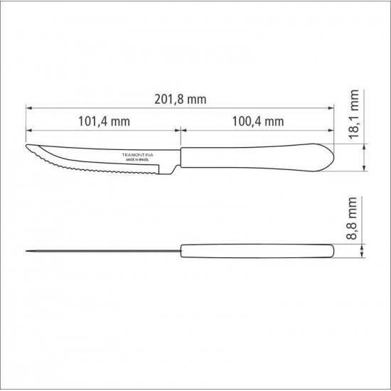 FACA PARA CHURRASCO TRAMONTINA LEME COM LÂMINA EM AÇO INOX E CABO DE POLIPROPILENO CINZA 4