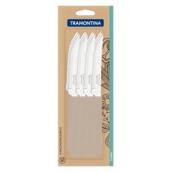 CONJUNTO DE FACAS PARA CHURRASCO TRAMONTINA LEME COM LÂMINAS EM AÇO INOX E CABOS DE POLIPROPILENO CINZA 12 PEÇAS