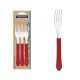 CONJUNTO DE GARFOS DE MESA TRAMONTINA LEME COM LÂMINAS EM AÇO INOX E CABOS DE POLIPROPILENO VERMELHO 3 PEÇAS