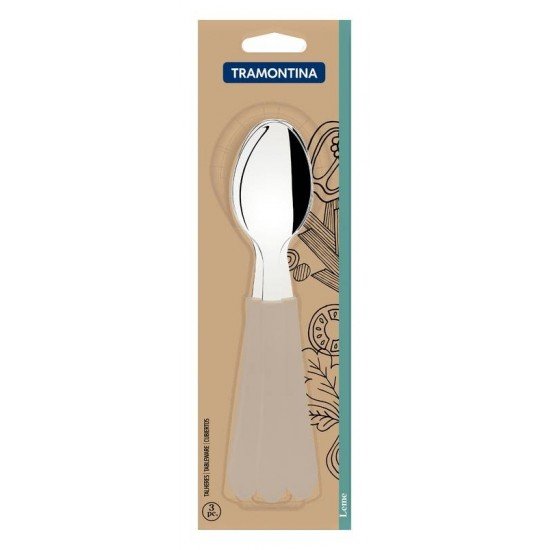CONJUNTO DE COLHERES DE MESA TRAMONTINA LEME COM LÂMINAS EM AÇO INOX E CABOS DE POLIPROPILENO CINZA 3 PEÇAS