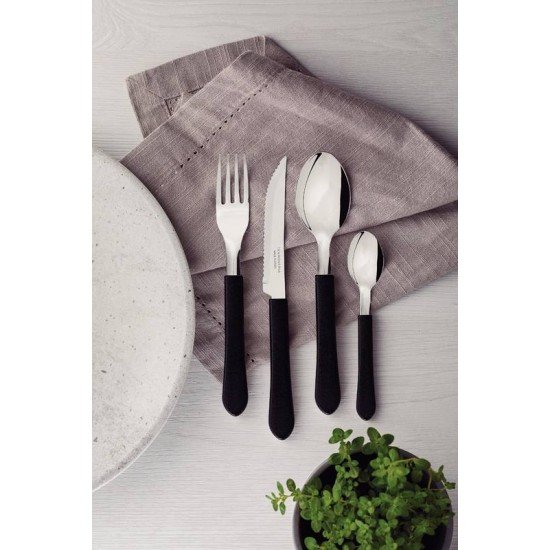 FAQUEIRO TRAMONTINA LEME COM LÂMINAS EM AÇO INOX E CABOS DE POLIPROPILENO PRETO 12 PEÇAS