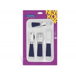 FAQUEIRO 25 PCS NEW KOLOR AZUL SORTIDOS COM LAMINAS DE ACO INOX E CABOS DE POLIPROPILENO TRAMONTINA